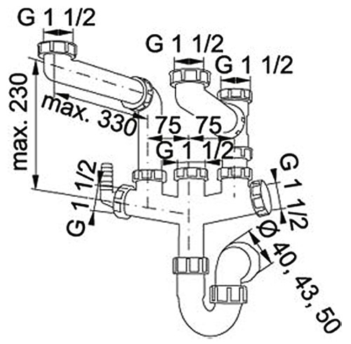 Franke Siphon II Plumbing Kit For 1.5 And 2 Bowl Kitchen Sink